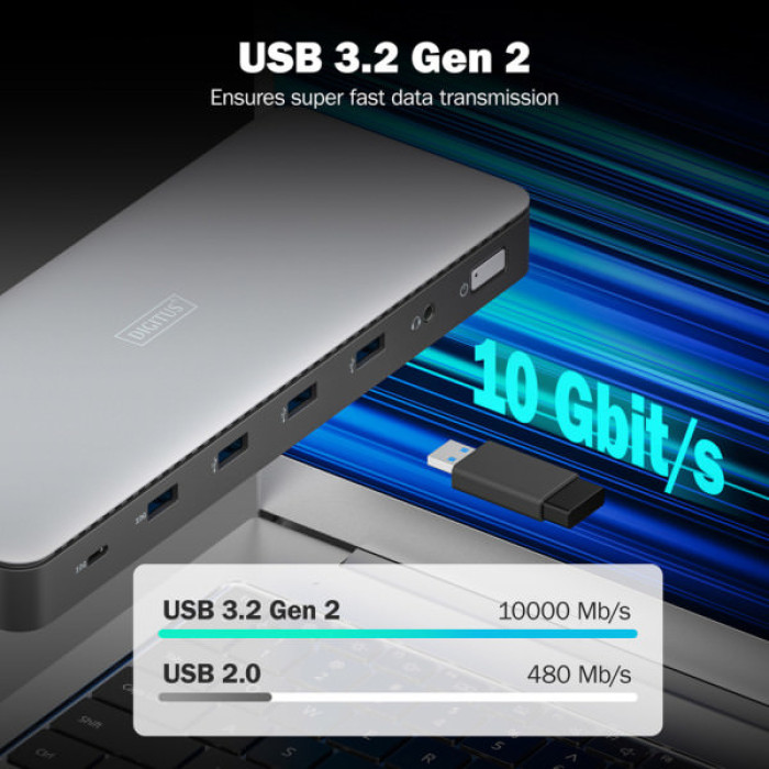 Порт-реплікатор Digitus USB-C > 3xHDMI/2xDP/4xUSB-A/USB-C/RJ54/DC/Audio (DA-70918)