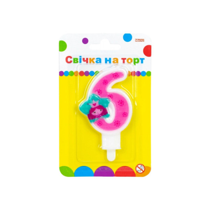 Свічка Maxi Princess "6" висотою 7,62 см (MX622050-6)