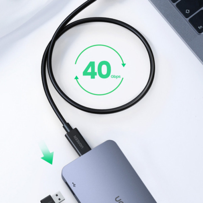 Дата кабель USB-C to USB-C 0.8m USB 4.0 THUNDERBOLTUS501 8K40Gbps Black Ugreen (30389)