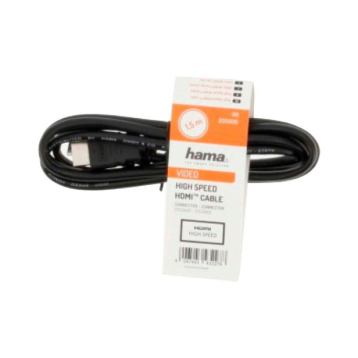 Кабель мультимедійний HDMI M to HDMI M 1.5m black Hama (00205000)