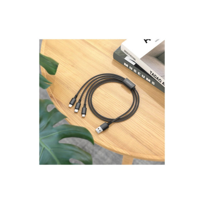 Дата кабель USB 2.0 AM to Lightning + Micro 5P + USB-C 1.0m black BOROFONE (6974443384666)