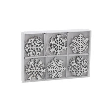 Ялинкова іграшка Chomik Сніжинки, 18 шт, 4,5 см, дерево білі (5900779878983)