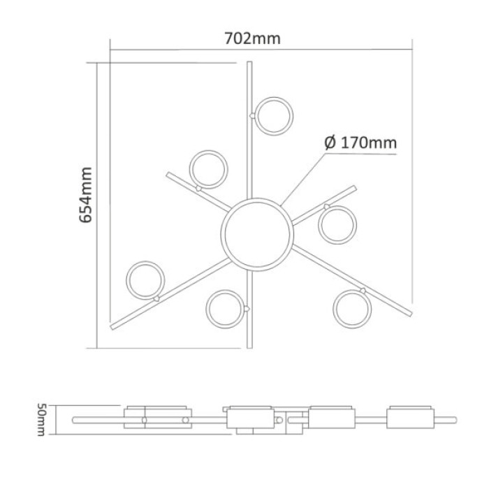 Світильник Videx під лампу 6xGX53 накладний з підсвіткою (VL-SPF22B-BB)