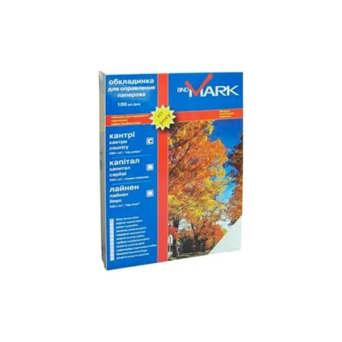 Обкладинка для палітурки bindMARK карт. Кантри А4 230 г/м2 (100 шт.) белая (41701)