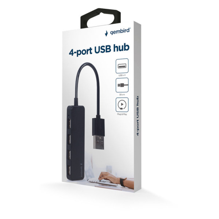 Концентратор Gembird USB 2.0 4 ports black (UHB-U2P4-06)