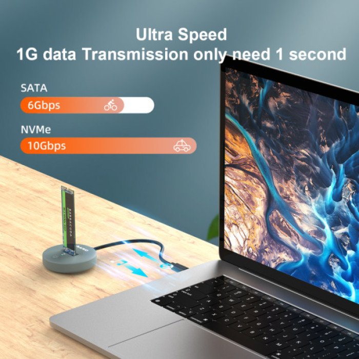 Док-станція для накопичувачів Maiwo M.2 NVMe/SATA SSD to USB3.2 Gen2 USB-C 10Gbps (K1698P2)