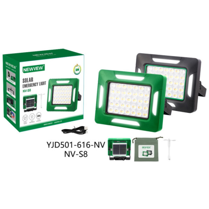 Ліхтар NEWVEW NV-S8 50W Solar Panel 1500mAh Green (NWVW-NV-S8-GN)
