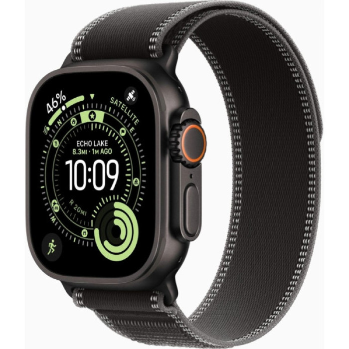 Смарт-годинник Apple Watch Ultra 3 GPS + Cellular 49mm Black Titanium Case with Black/Charcoal Trail Loop - S/M (MF1D4QP/A)