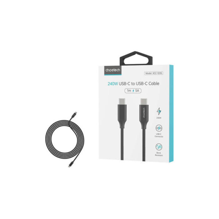 Дата кабель USB-C to USB-C 2.0m 240W Choetech (XCC-1036-BK)