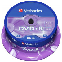 Диск DVD Verbatim 4.7Gb 16X CakeBox 25шт Silver (43500)