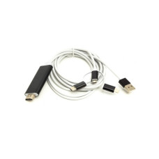 Кабель мультимедійний HDMI M to Lightning + USB-C + Micro 5P 1.0m + USB for power PowerPlant (CA911912)