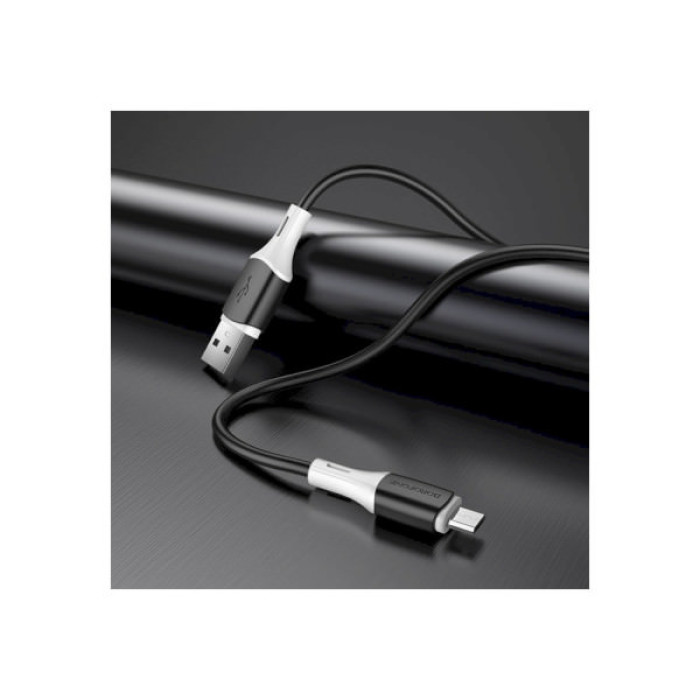 Дата кабель USB 2.0 AM to Micro 5P 1.0m 2.4A silicone BX79 black BOROFONE (6974443384765)