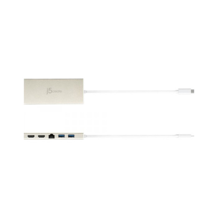 Порт-реплікатор J5create Dock-Station USB-C 6-in-1 (HDMI/PD/USB-A/USB-C/LAN) (JCD381-N)