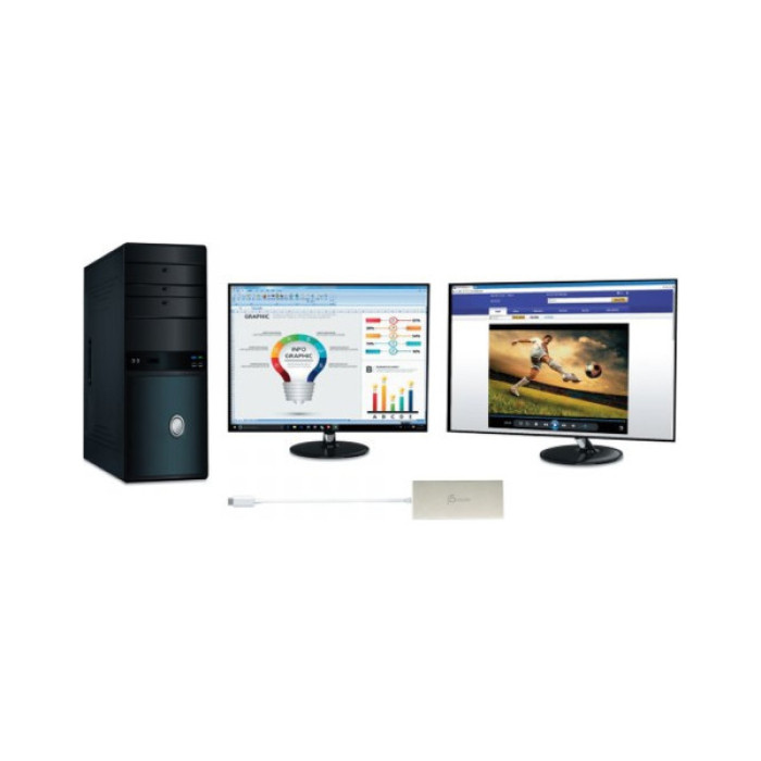 Порт-реплікатор J5create Dock-Station USB-C 6-in-1 (HDMI/PD/USB-A/USB-C/LAN) (JCD381-N)