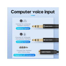 Кабель мультимедійний 3.5mm F to 2x3.5mm M (4pin) Vention (BBTBY)