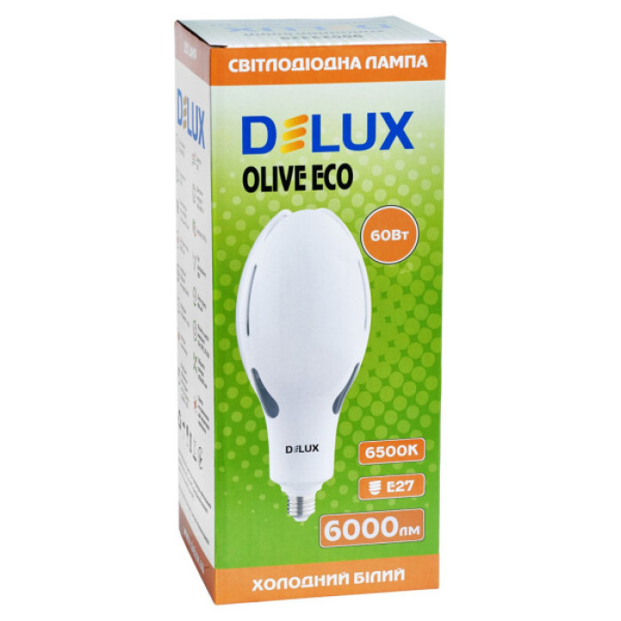 Лампочка Delux OLIVE ECO 60Вт E27 6500K 230В (90023329)