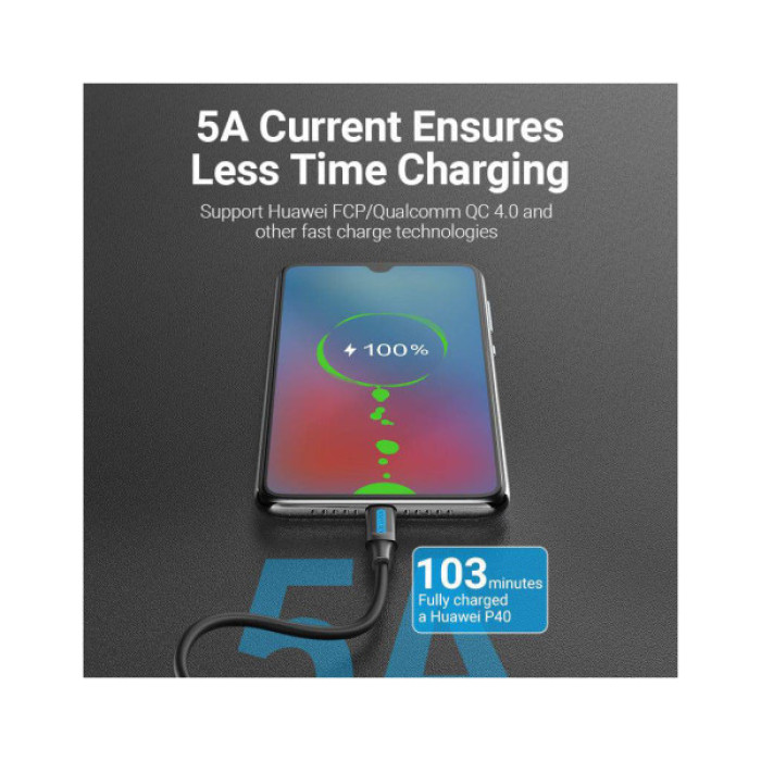 Дата кабель USB-C to USB-C 1.0m 2.0 100W VENTION (COTBF)