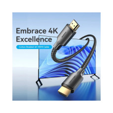 Кабель мультимедійний HDMI M to HDMI M 5.0m 4K60Hz cotton braided black Vention (ALLBJ)