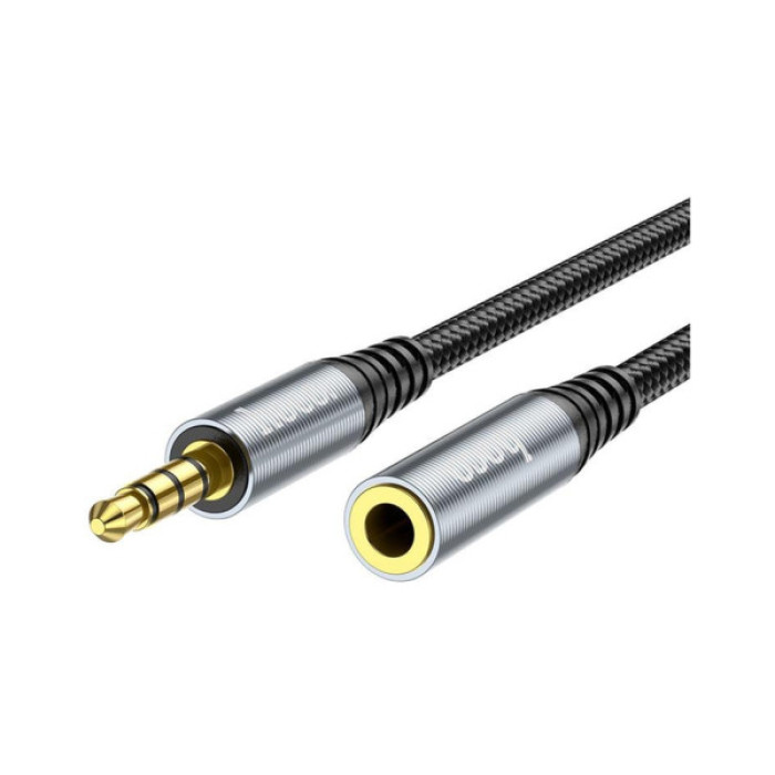 Кабель мультимедійний 3.5mm M to 3.5mm F 1.0m Gray HOCO (6931474762153)