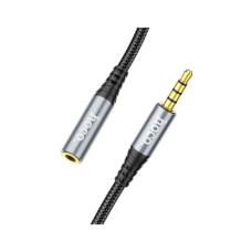 Кабель мультимедійний 3.5mm M to 3.5mm F 1.0m Gray HOCO (6931474762153)