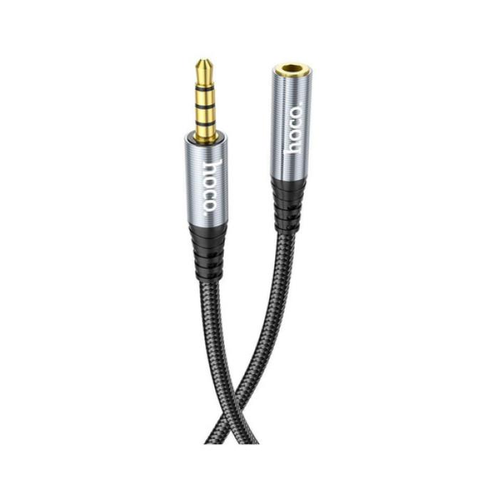 Кабель мультимедійний 3.5mm M to 3.5mm F 1.0m Gray HOCO (6931474762153)
