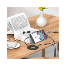 Кабель мультимедійний 3.5mm M to 3.5mm F 1.0m Gray HOCO (6931474762153)