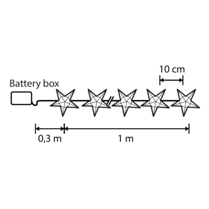 Гірлянда Luca Lighting Зірки, струна, 1,3 м, класична біла, 10 LED 2AA, таймер (8720967822904)