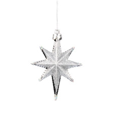 Ялинкова іграшка Chomik Зірки, 9 см, пластикові 4 шт, сріблясті (5901292631147_1)