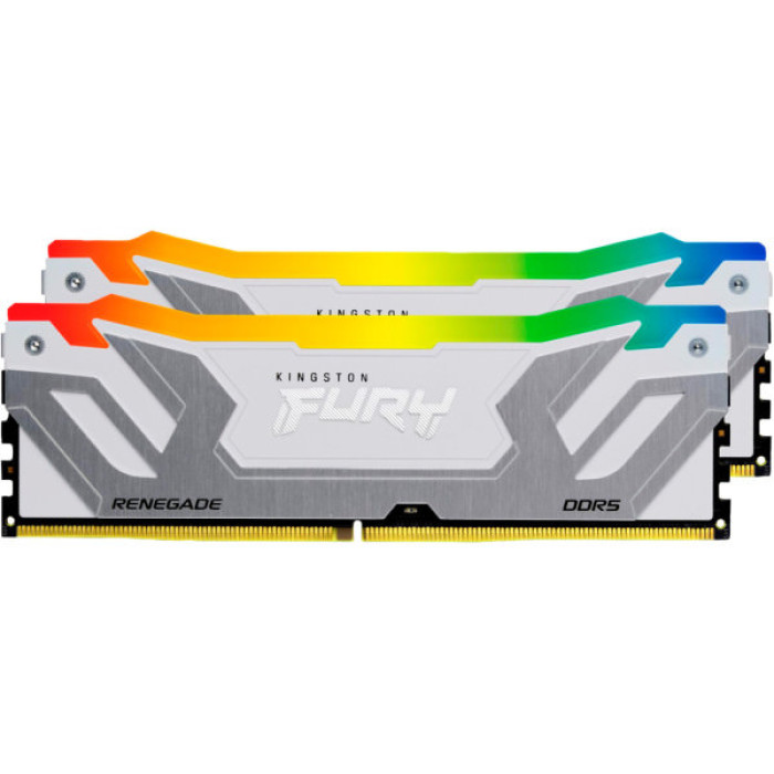 Модуль пам'яті для комп'ютера DDR5 48GB (2x24GB) 8800 MHz Renegade RGB White/Silver Kingston Fury (ex.HyperX) (KF588CU42RWAK2-48)