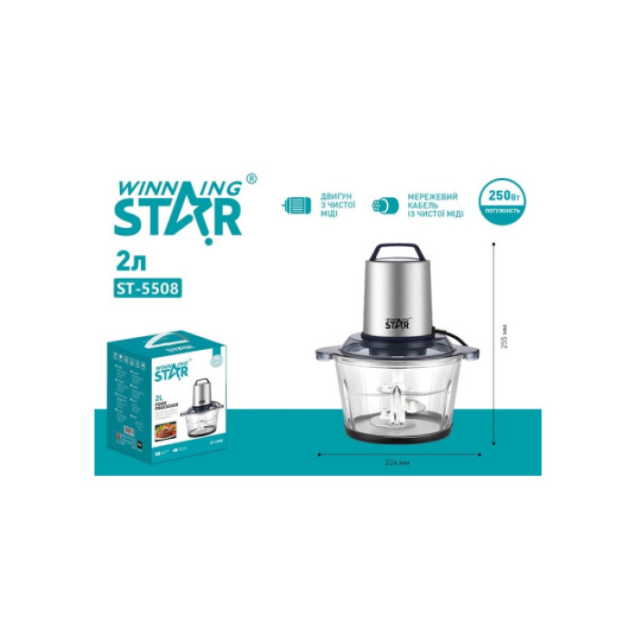 Подрібнювач WINNINGSTAR ST-5508 250W 2L Silver