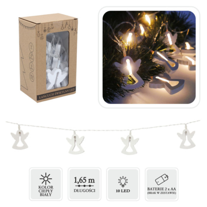 Гірлянда Chomik Янгол 10 LED, теплий білий, IP20, 2хАА (5900779854048)