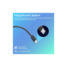 Дата кабель USB-C to USB-C 2.0m 60W PD EcoLine-CC200 black Promate (ecoline-cc200.black)