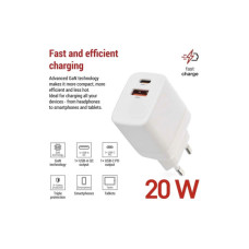 Зарядний пристрій EMOS V02G20 1xUSB-A + 1xUSB-C PD20W GaN (V02G20)