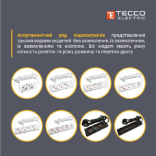 Мережевий подовжувач TECCO 5м 4 поста white (8681277842764)