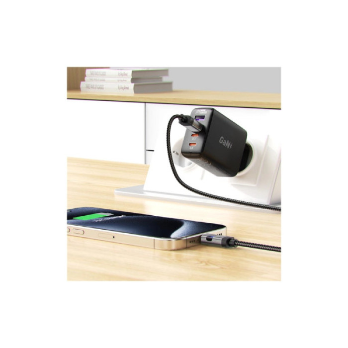 Дата кабель USB 2.0 AM to USB-C 1.2m digital display braided C15-04 black Acefast (6974316283737)