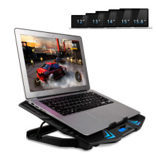 Підставка до ноутбука IceCoorel 10-15", 1*125mm 1400 RPM + 4*70mm 2500 RPM, 2*USB, 365x297x30mm, Blue (K5Bl)