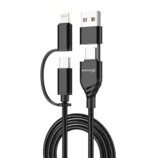 Дата кабель USB-C + USB-A to Lightning + Micro 5P + USB-C 1.0m 2.4-3A black Grand-X (PX-41B)