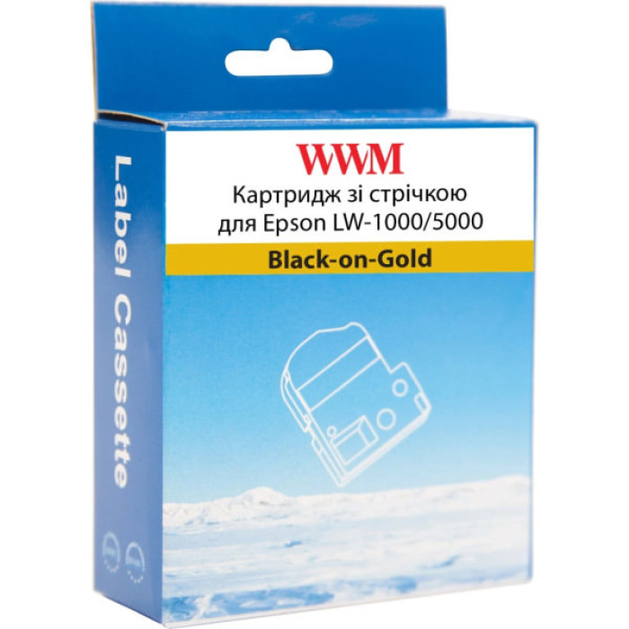 Стрічка для принтера етикеток WWM для Epson LW-1000/5000 36mm х 8m Black-on-Gold (WWM-SM36Z)