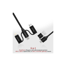 Дата кабель USB 2.0 AM to Lightning + Micro 5P + USB-C pentapower.black Promate (pentapower.black)