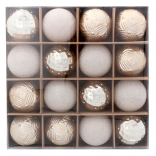 Ялинкова іграшка Chomik пластикові кульки компл. 16 шт, 6см, шампань (5900779853140_1)