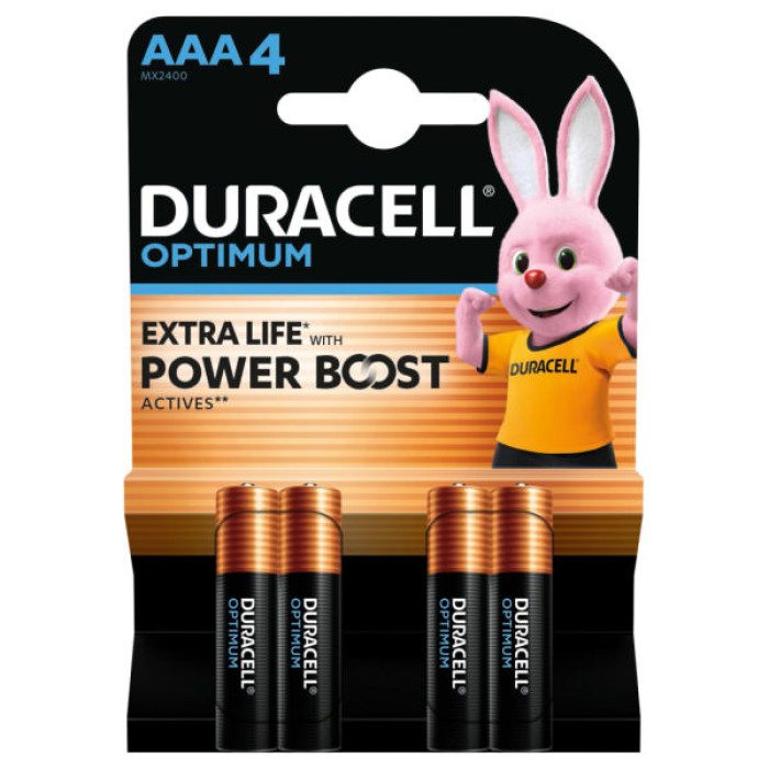 Батарейка Duracell Optimum AAA лужні 4 шт. в упаковці (5015596)