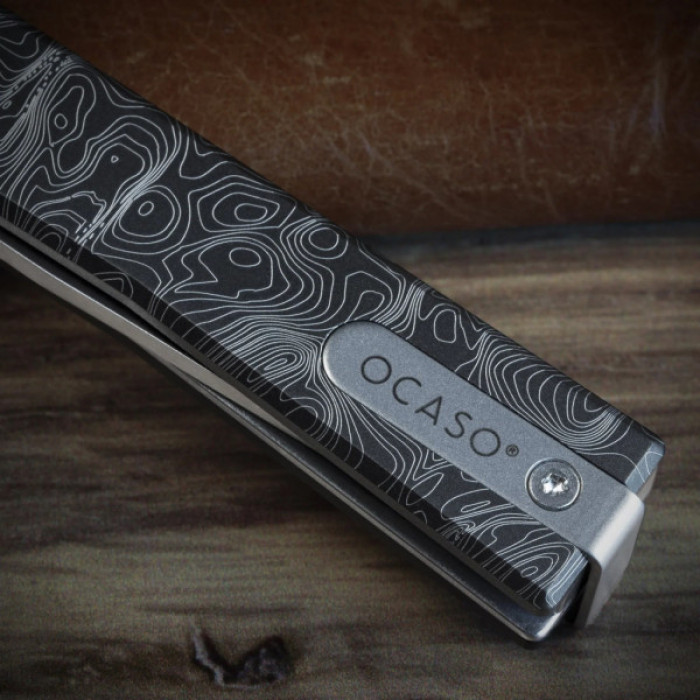 Ніж Ocaso Solstice, Engraved titanium, Topo Pattern, Satin (10ETS)