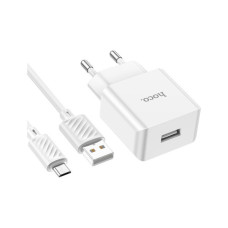 Зарядний пристрій HOCO C106A Leisure USB + cable USB to Micro 5P 10.5W White (6931474783905)