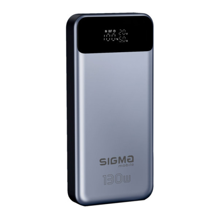Батарея універсальна Sigma X-power SI30A7QLX 30000mAh, PD/130W, LED, cable 100w, silver (4827798479117)