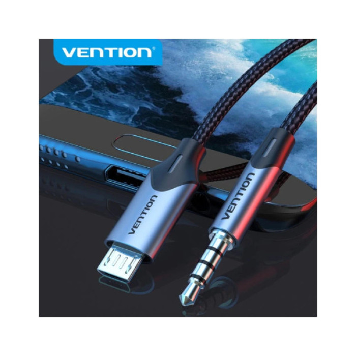 Кабель мультимедійний Micro 5P M to 3.5mm M 1.0m (4pin) black Vention (BDGBF)