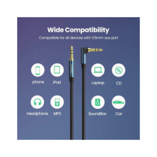 Кабель мультимедійний 3.5mm M to 3.5mm M 1.0m 90° corner AV112 blue Ugreen (60179)