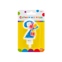 Свічка Maxi двостороння "2" із зображенням надувних кульок висотою 7,62 см (MX622069-2)