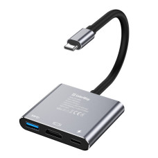 Концентратор ColorWay USB-C 3-in-1 USB 3.0 + HDMI 4K + USB-C PD100W (CW-HUB08)