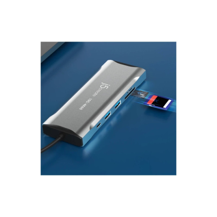 Концентратор J5create USB-C 9-in-1 2xUSB 3.2 + 2xUSB-C PD + 2xHDMI 4K + DisplayPort + SD/TF + RJ45 1000Mbps gray (JCD397-N)