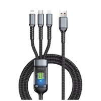 Дата кабель USB 2.0 AM to Lightning + Micro 5P + USB-C 1.2m 100W nylon black XoKo (SC-3100)
